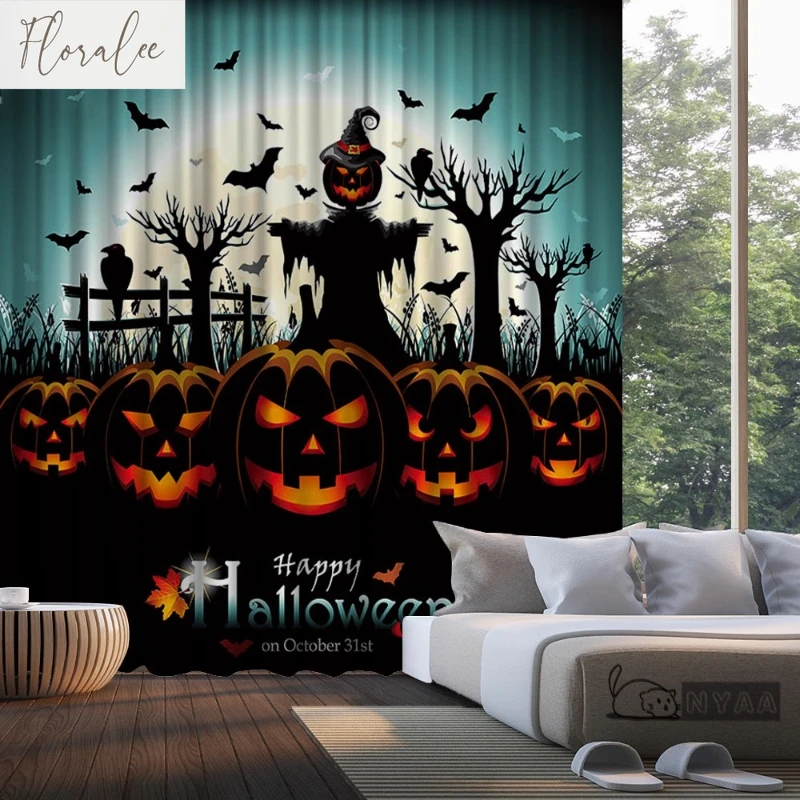 

Christmas Night Curtain Christmas Halloween Scene Decoration Decoration Background Curtain Bedroom Curtain Customization