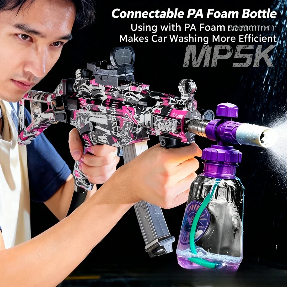 MP5 DIY High Pressure Car Wash Spray Gun Alloy 3/8 quick connector Metal Water Gun with 4 Conversion Nozzles