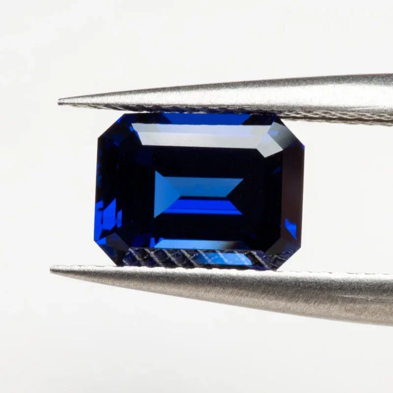 Lab Grown Sapphire Royal Blue Color Emerald Cut Gemstone Charms DIY Advanced Jewelry Making Materials Selectable AGL Certificate
