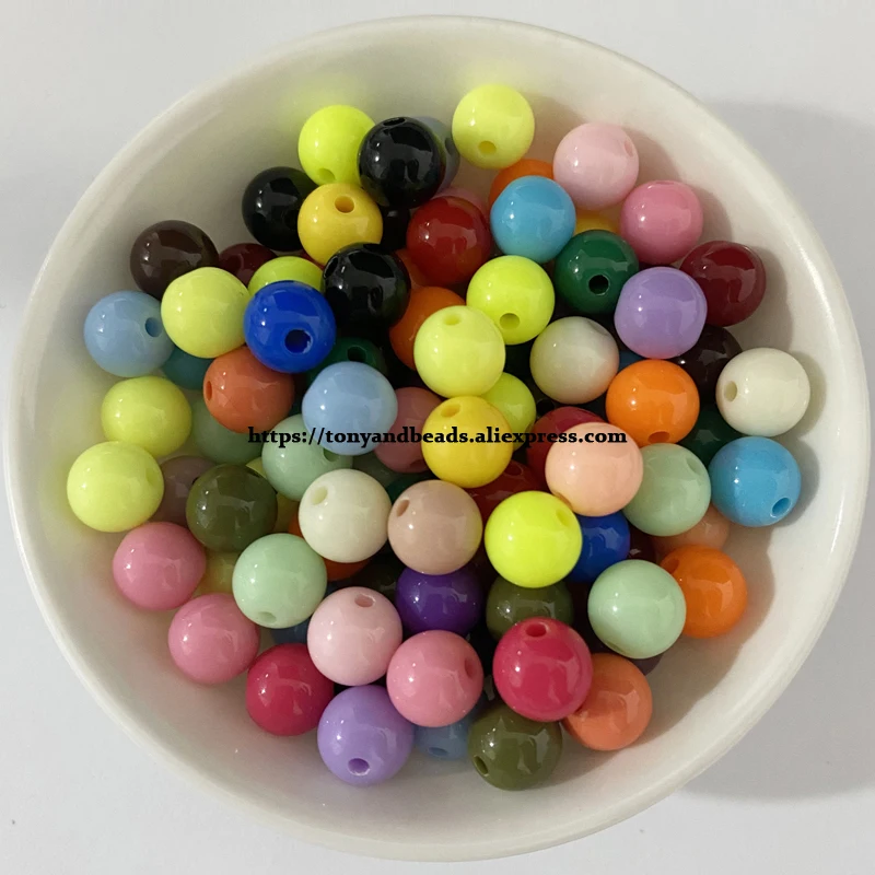 Undurchsichtige gemischte Acryl-Plastik-Abstandsperlen, glatt, rund, 5,5 mm, 7,5 mm, 9,5 mm, Größe wählbar, für Schmuckherstellung DIY – Detail 13