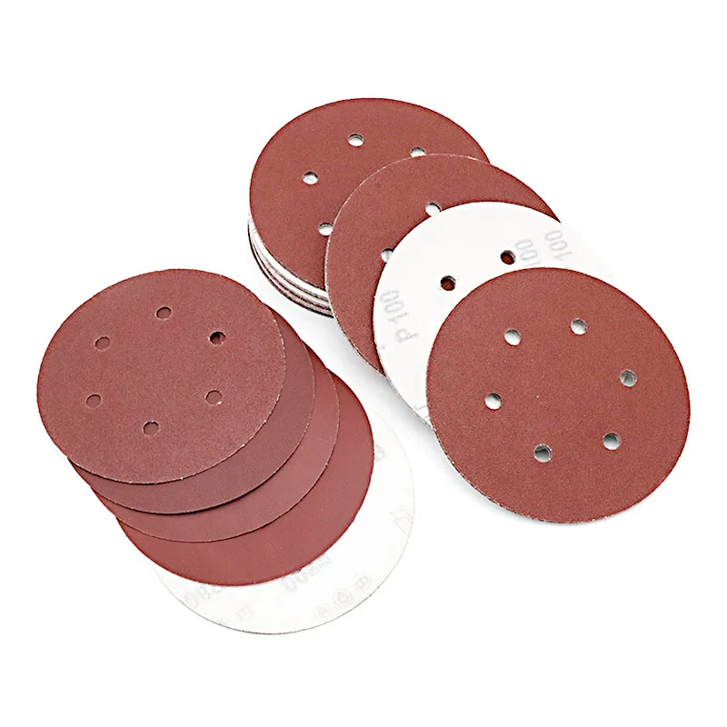 6in 6Hole 150mm Sanding Paper Grinding Polishing Abrasive Tools Aluminum Oxide Sandpaper Discs，Grit 40-2000#, Hook & Loop