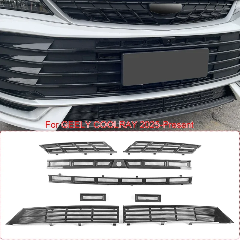 For GEELY COOLRAY 2025-Present Car Modify ABS Front Buckle Insect Proof Net Auto Front Bumper Center Intake Grille Cover Accesso