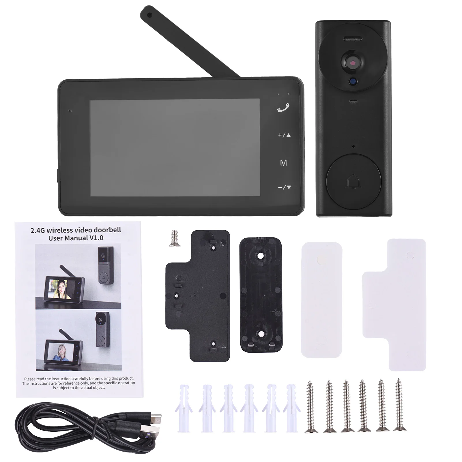 2.4G Wireless Video Doorbell Camera with Monitor Display 4.3 IPS Screen Video Door Phone Camera Kits 170 Degree Night Viewing