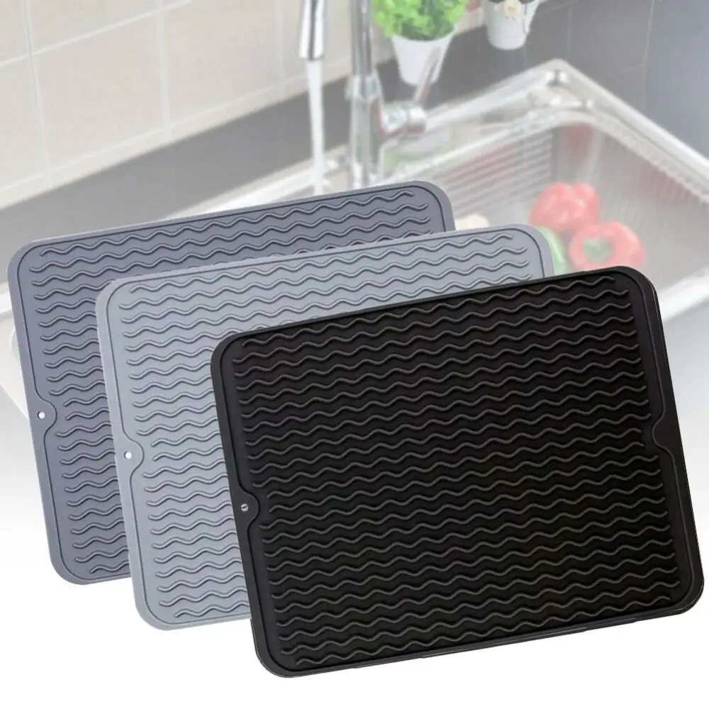 1Pcs Wave Draining Pad Silicone Drying Mat New Non-slip Dish Holder Table Mat Kitchen Placemat Foldable Heat Insulation Pad