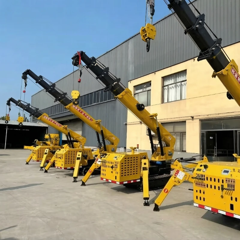 Mini Crawler Spider Crane 2t-12t Electric Dual Power 360° Rotation Telescopic Boom Remote Lifting Crane Factory Price
