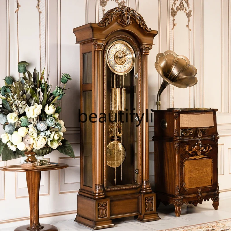 Floor clock Living room Household American light luxury seat Vertical seat clock European old-fashioned pendulum clock