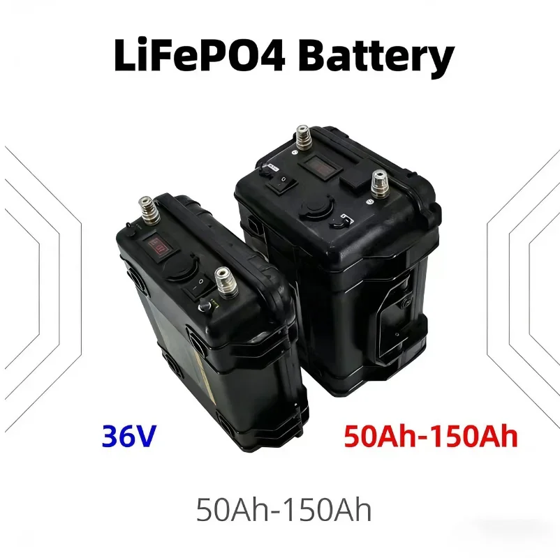 36V 100-200Ah Waterproof LiFePO4 Battery + 10A Charger For Fishing Boats | Solar Systems | EV | RVHigh 100-200Ah capacity effici