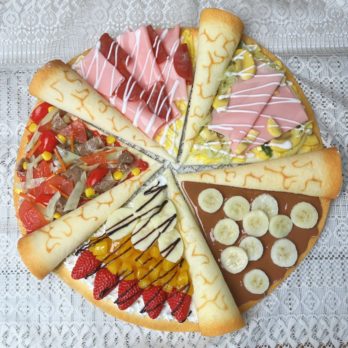 Simulated Fren Chdessert Crepes, Fake Cream, Fruit Decorations, Customizable imitations