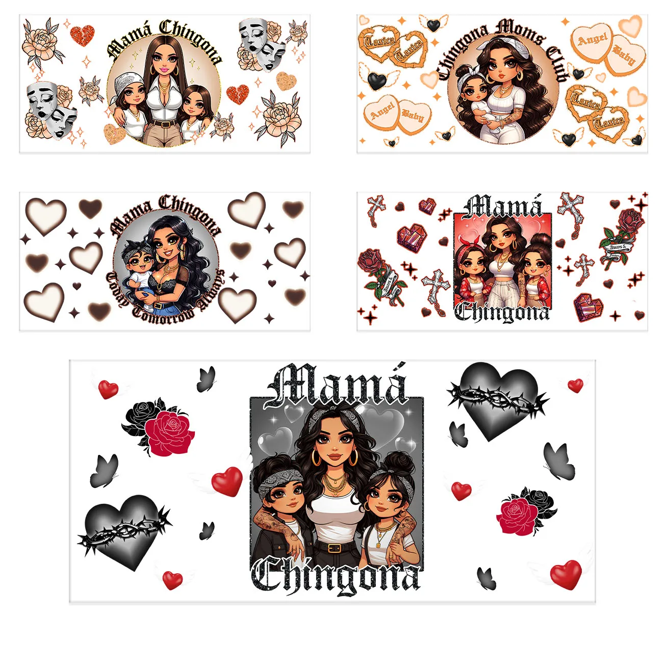 

Mother and Child series Easy peel waterproof DIY Decals 3D transfers uvdtf crystal stickers 16oz uv dtf cup wraps for Glass