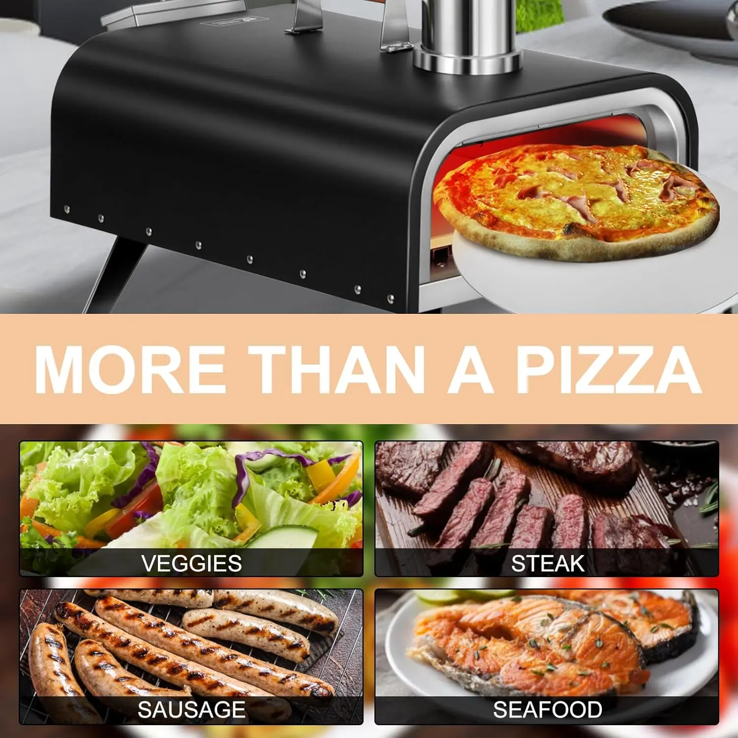 Outdoor Wood Fired & Gas Pizza Oven 12 Multi-Fuel Pizza Oven Portable 22