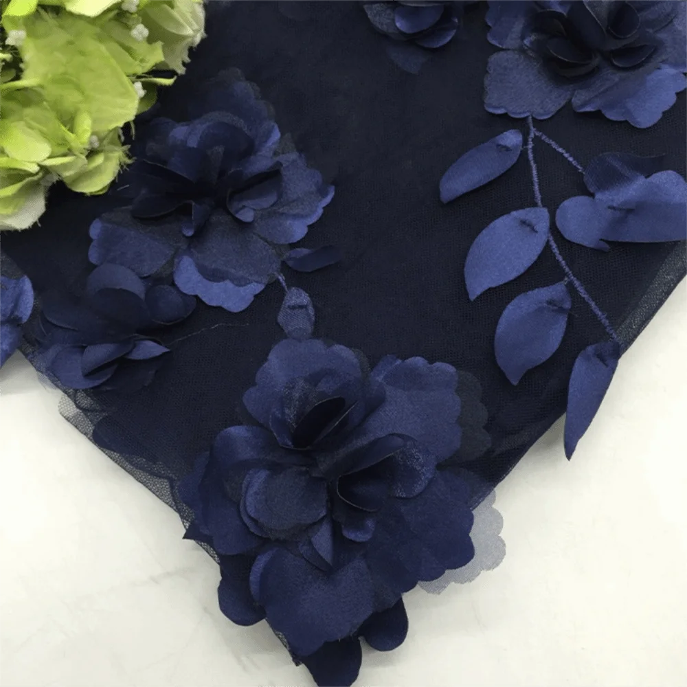 3D Flower Lace Fabric with Beads