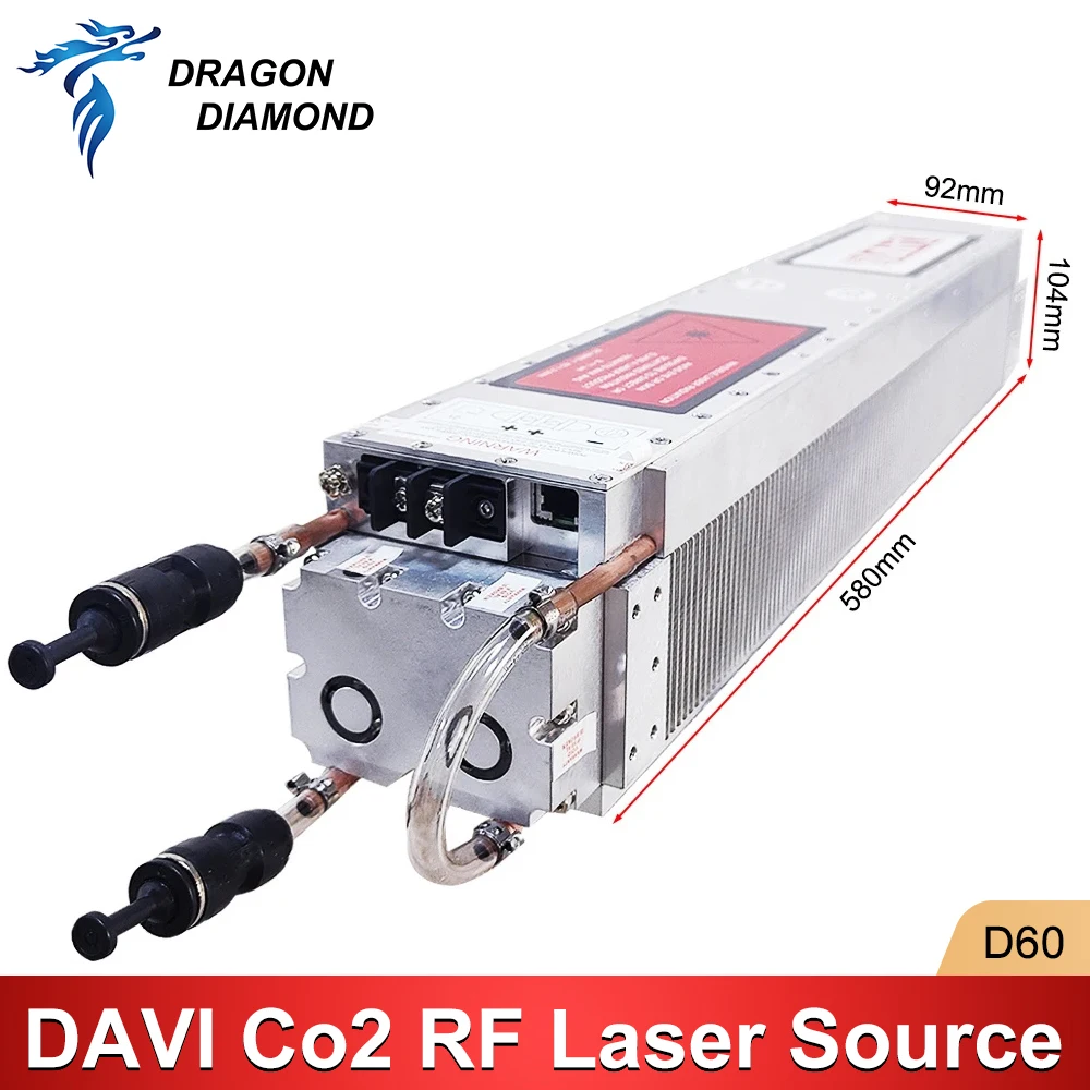 D60 DAVI CO2 RF แหล่งกําเนิดแสงเลเซอร์ 60W 80W 10.6um โมดูลเลเซอร์เชื่อมต่อ RJ45 สําหรับ Co2 เลเซอร์เครื่องหมายเครื่องตัดเครื่อง