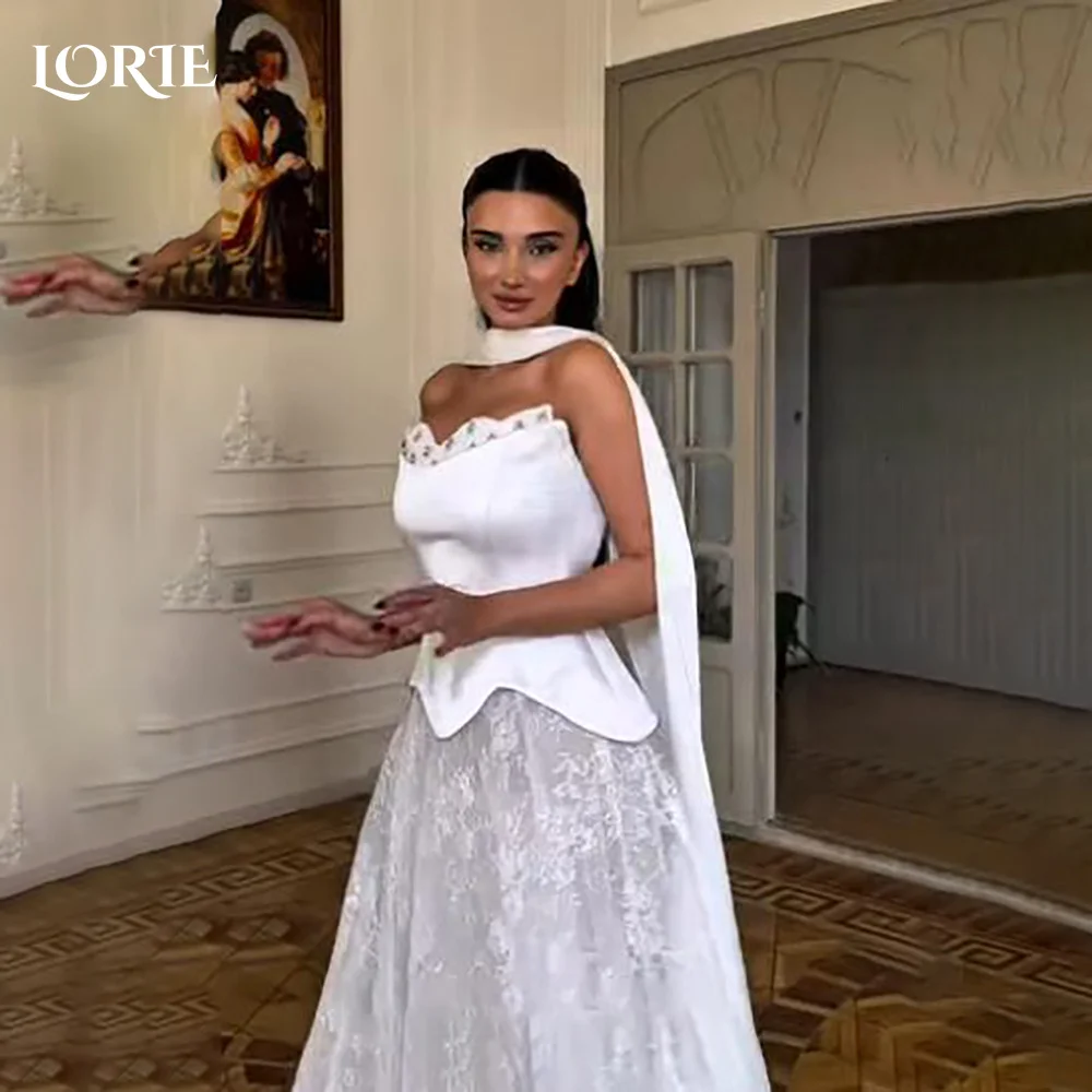 

LORIE Lace Wedding Dress Sweetheart Corset A-line Bride Gown Strapless Customized Appiques Corset Bride Dress vestidos de novia