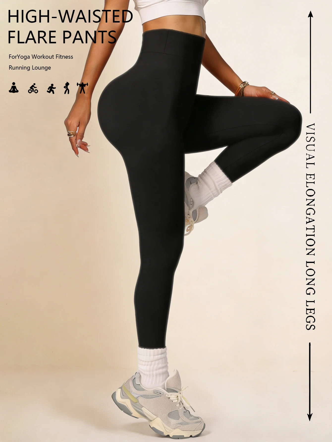 Leggings dimagranti a vita alta da donna Pantaloni da yoga modellanti morbidi Pantaloni fitness elasticizzati neri adatti per esercizi e abbigliamento quotidiano
