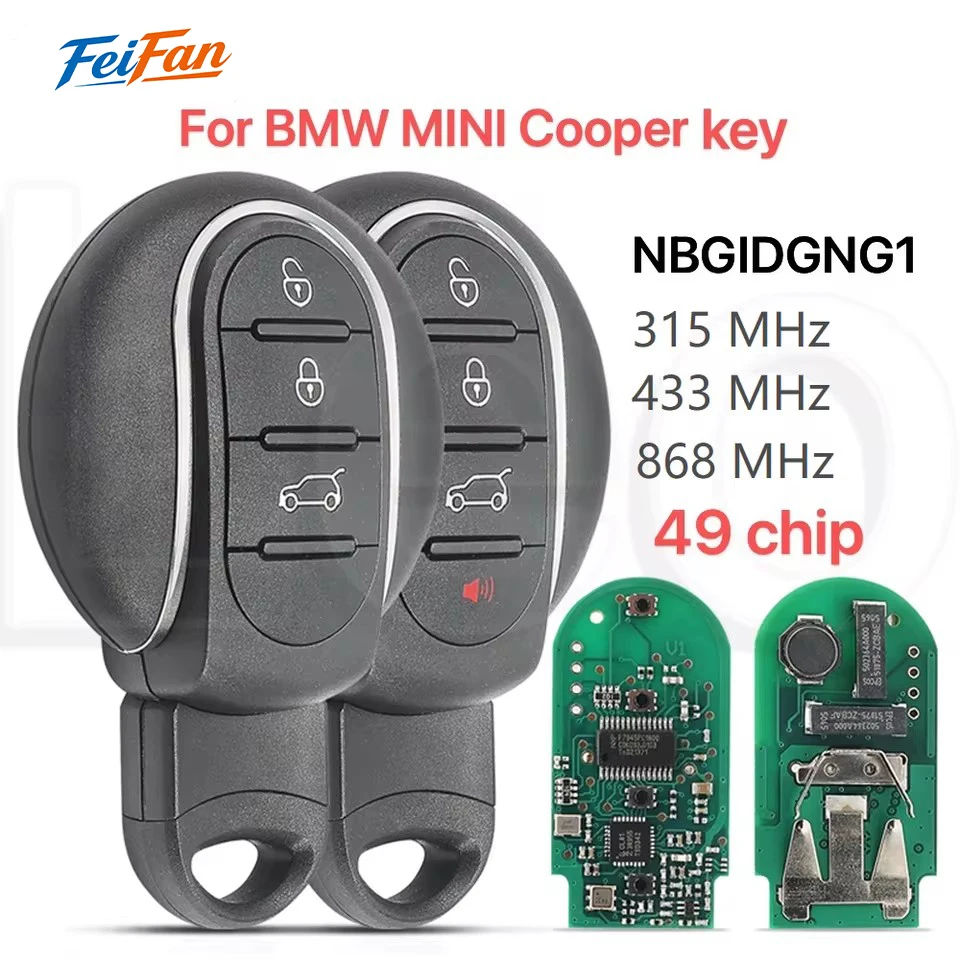 

FF For BMW MINI Cooper R56 Countryman Clubman F-Series F55 F56 2015-2018 3/4BT 315/433/868MHz PCF-7945 ID:49chip FCC:NBGIDGNG1.