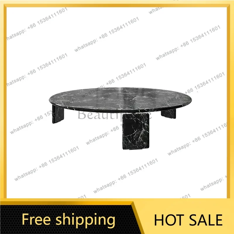 YJ Italian minimalist round natural marble high-end living room home high-end customized coffee table