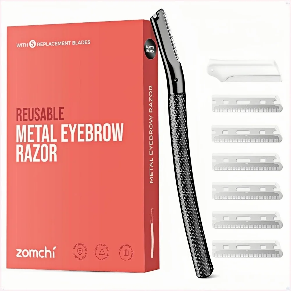 

Бритва для бровей, бритвы для лица для женщин и мужчин, триммер для бровей с прецизионной насадкой, бритва для лица с 6 лезвиями (черная)