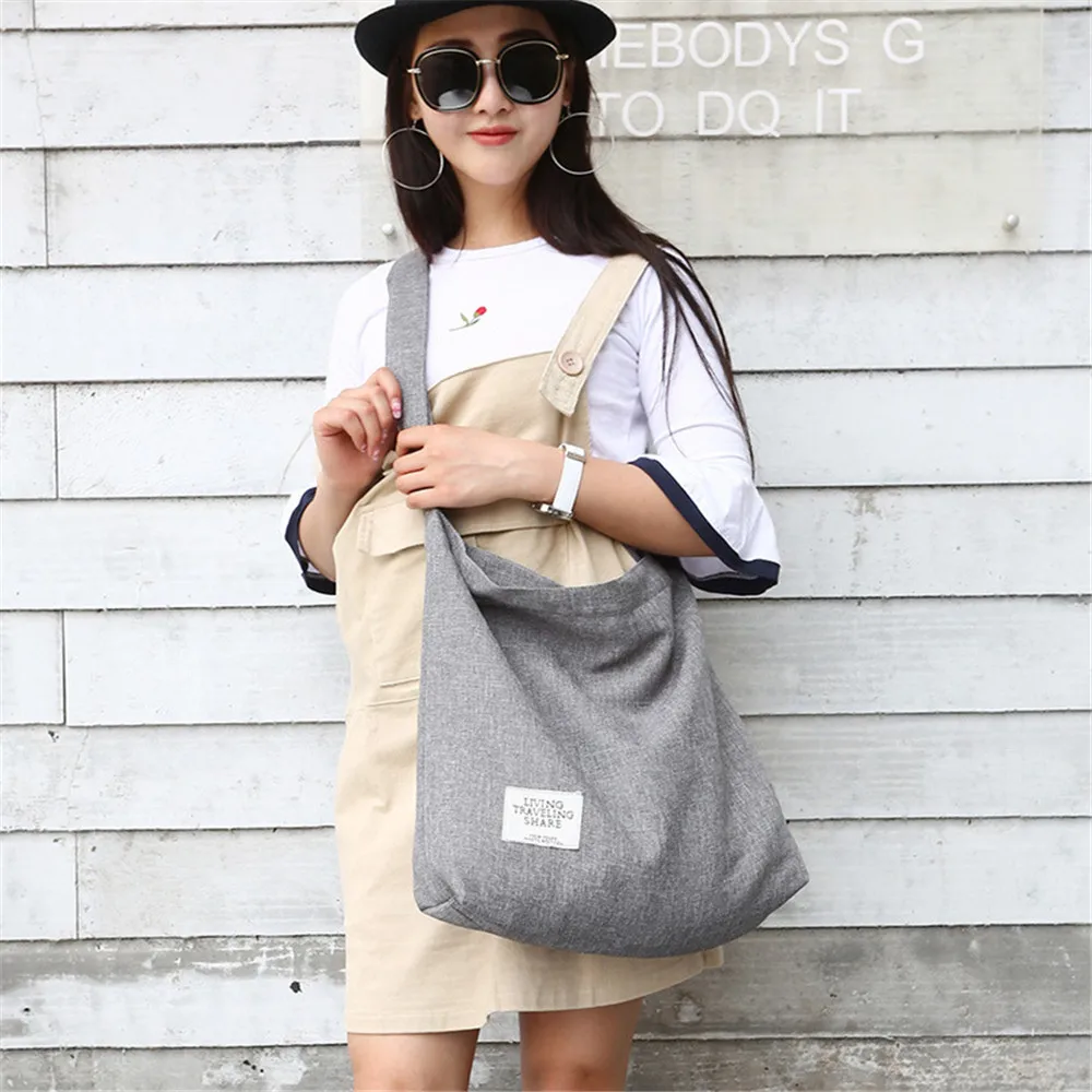 Women's Retro Large Size Canvas Shoulder Bag Hobo Crossbody Handbag Casual Tote