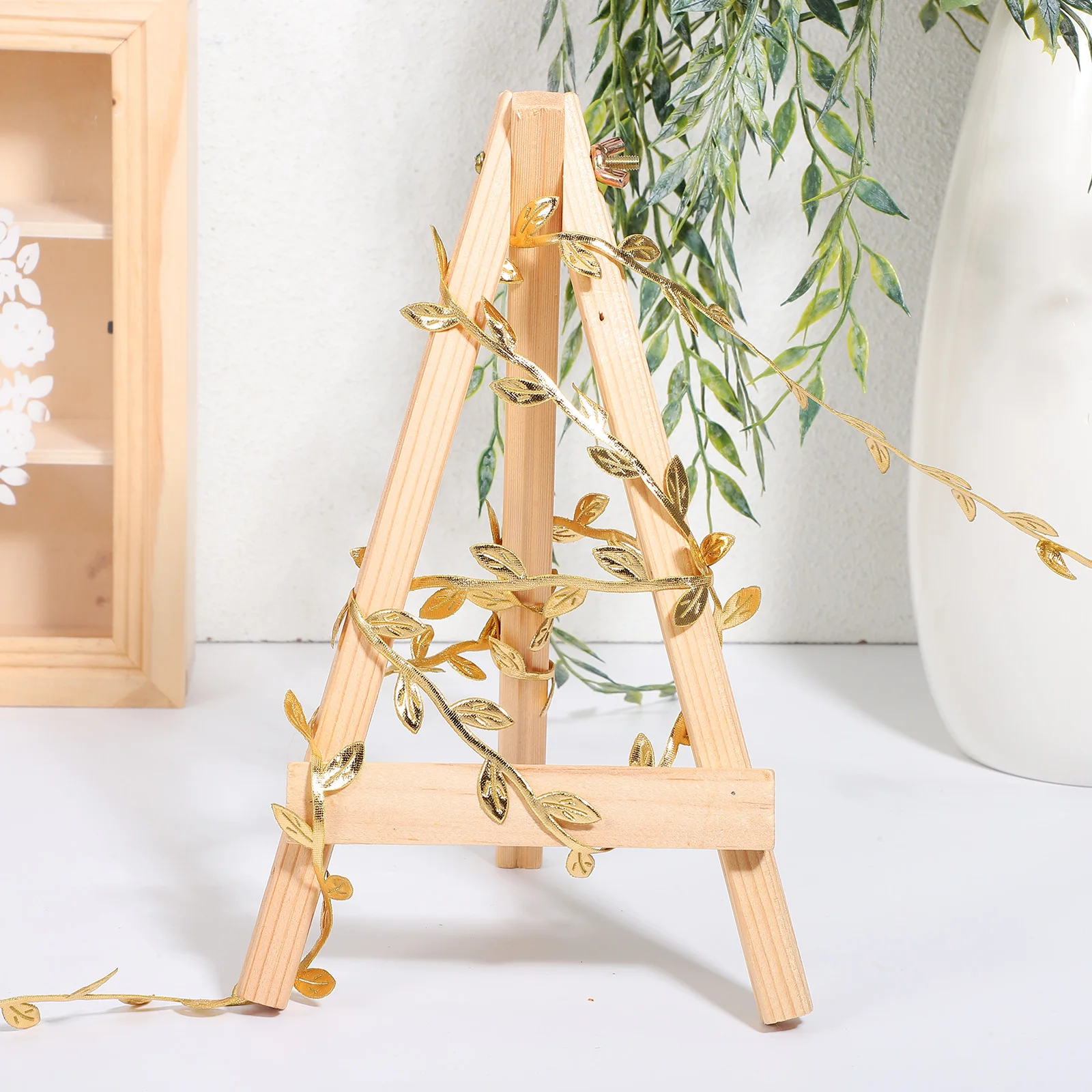 

Rattan Lighting Vine Ribbon Flower Leaf Trim Decorative Craft Fabric Garland Making Artificial Leaves Twine Metallic