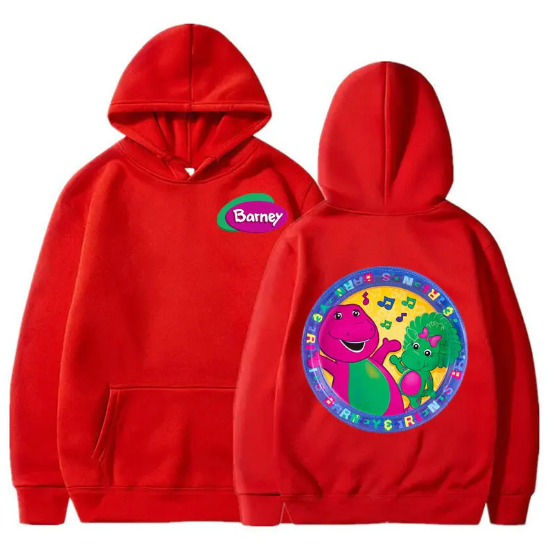 Barney and Friends Graphic Sweatshirt Purple Dinosaur Hoodies Kawaii Clothes Fashion Long Sleeve Hooded for Men Women Streetwear