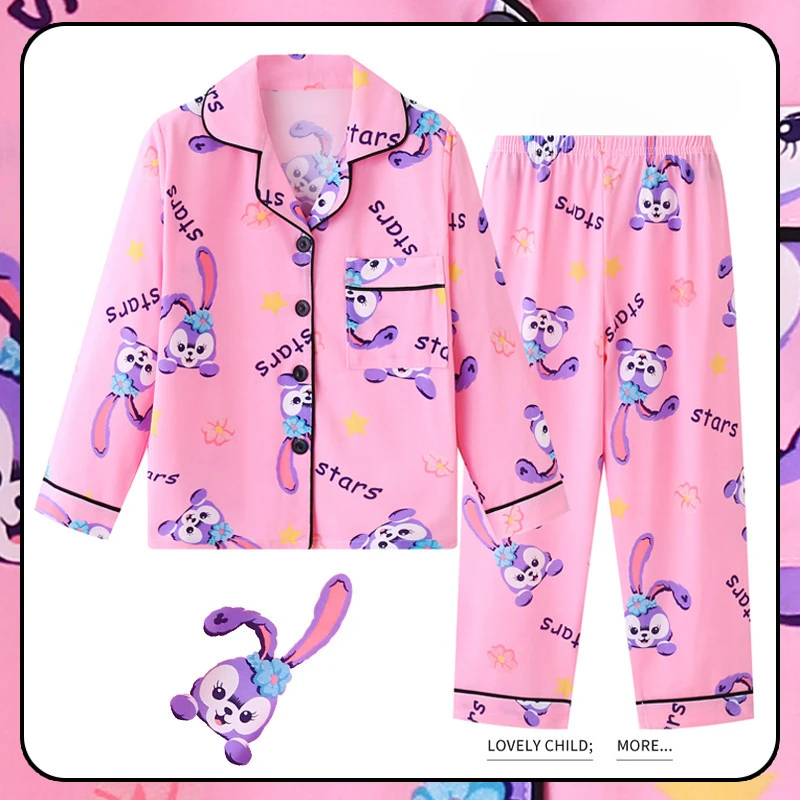 

Sanrio Charming Children Pajama Sets Loose Suitable Cardigan Cartoon Pattern Print Kids Pajamas Suit Comfortable Soft Homedress