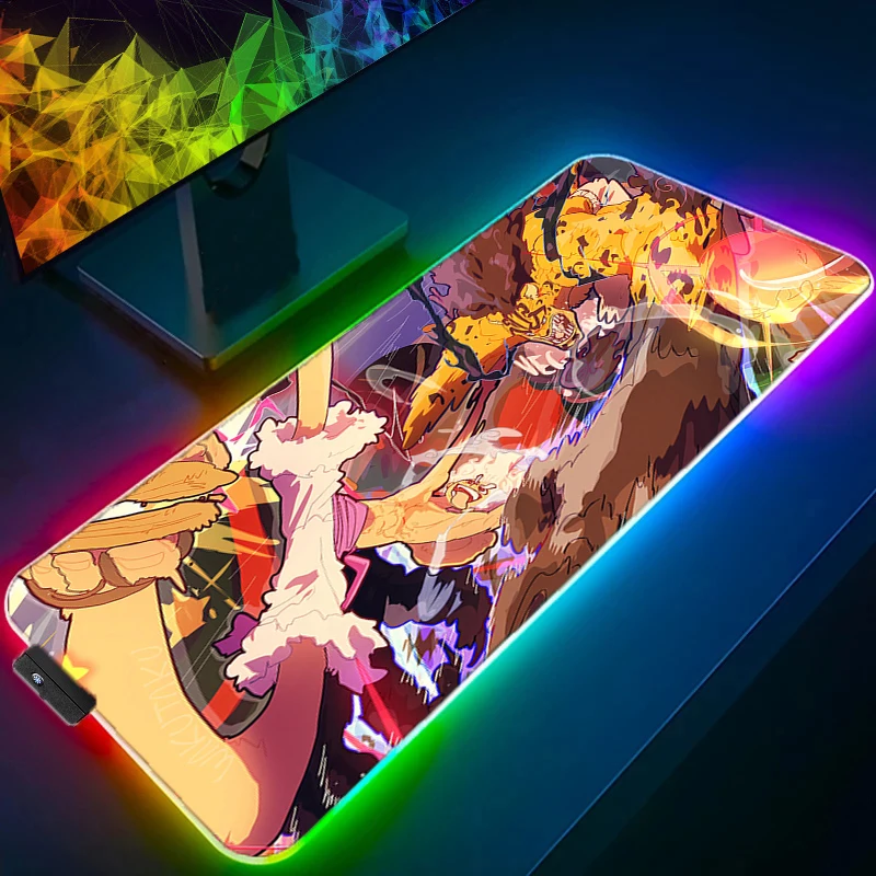 

RGB LED Rubber Keyboard Pad Mouse Pad Computer Game Mousepad Office One Piece Luffy Desk Mat PC Accessories Mouse Mat Tablet Pad