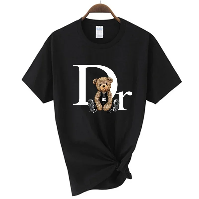 

New Arrival Cute Bear Print Short Sleeved Round Neck Y2k Tshirt Men Clothing New in Top & Tees Mens T-Shirt Camisetas 70331