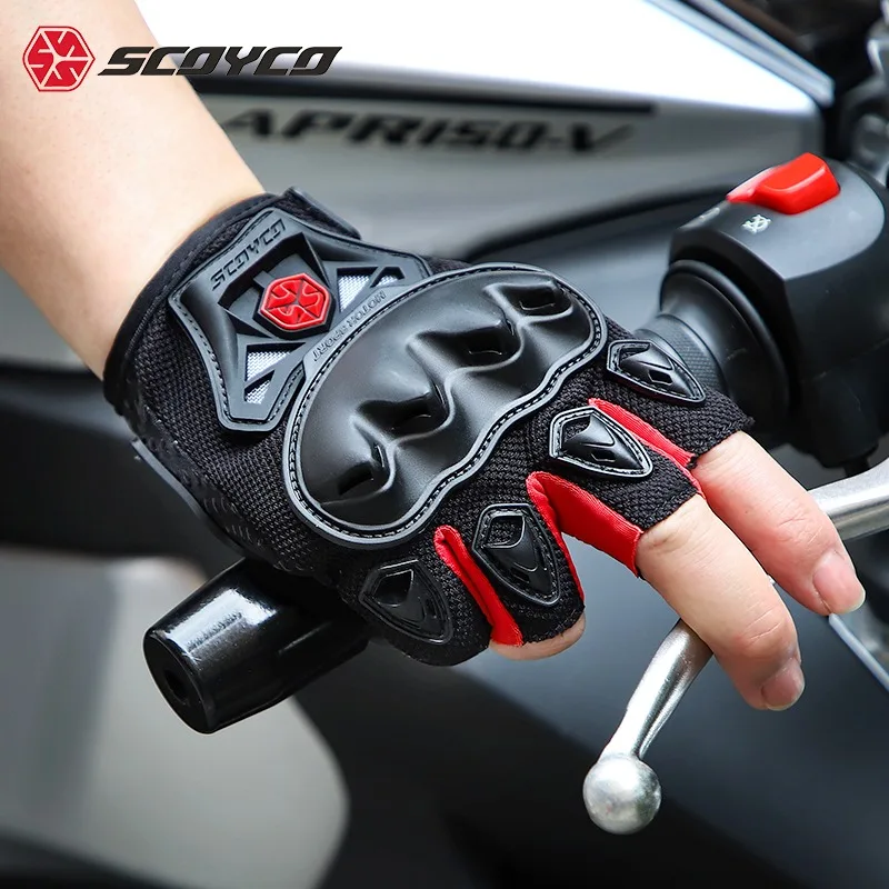 Motorcycle Gloves Half Finger SCOYCO MC29D Men Summer Cycling Motorbike Glove Motocross Racing Riding Cycling Mitt