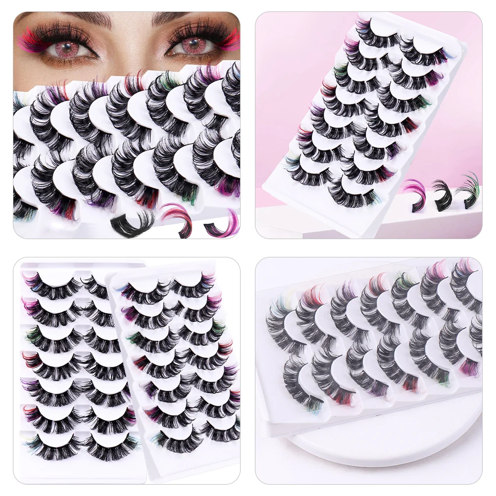 

7Pairs Fake Lashes with Color Lash Clusters for Cosplay Performance Glamour Makeup Colored Eyelashes Individual