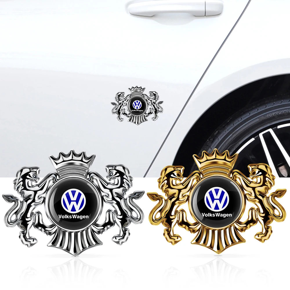 1pc New 3D Metal Lion Badge Car Body Trunk Stickers For Volkswagen VW Touran Golf Passat B6 Jetta Beetle Scirocco Bora MK4 MK6