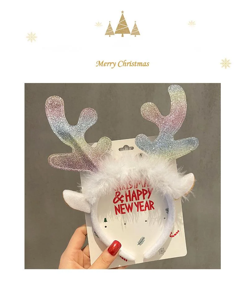 Weihnachtsclips für weibliche Hirschgeweihe, dekorative Geschenke, große Schleifen-Stirnbänder, Haar-Accessoires, Kopfbedeckungen_voghion.com