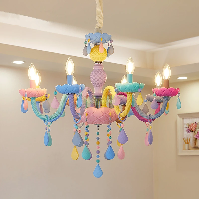 

Modern Colored Crystal Chandelier LED Pendant Lights Crown Hanging Ceiling Suspension Lamp For Bedroom Restaurant Living room