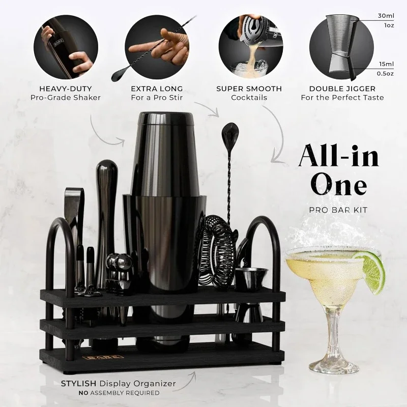 Mixology Bartender Kit Bar Set | 14-Piece Cocktail Shaker Set | Martini Barware Mixing Tools for Home Bartending