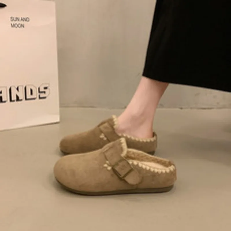 Comwarm сабо на меховой подкладке для женщин и мужчин, зимние нечеткие пробковые тапочки, меховые сабо из пробки, короткие плюшевые домашние пробковые туфли, зимние Zuecos Mujer