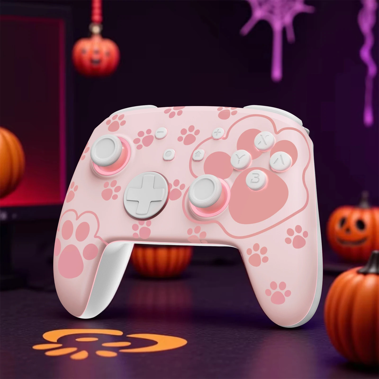 وحدة تحكم FUNLAB Switch 2 Pro للتبديل OLED/Lite/PC مع تأثير القاعة/RGB/المجداف/Turbo Nintendo Luminous cat paw GamePad-pink #1