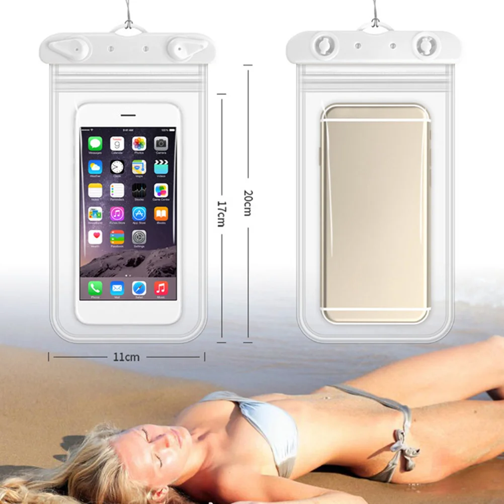 

4pcs Waterproof Phone Bag Durable Swimming Diving Phone Storage Pouch Double Layer Phone Protection Case (White + Blue+ Black )