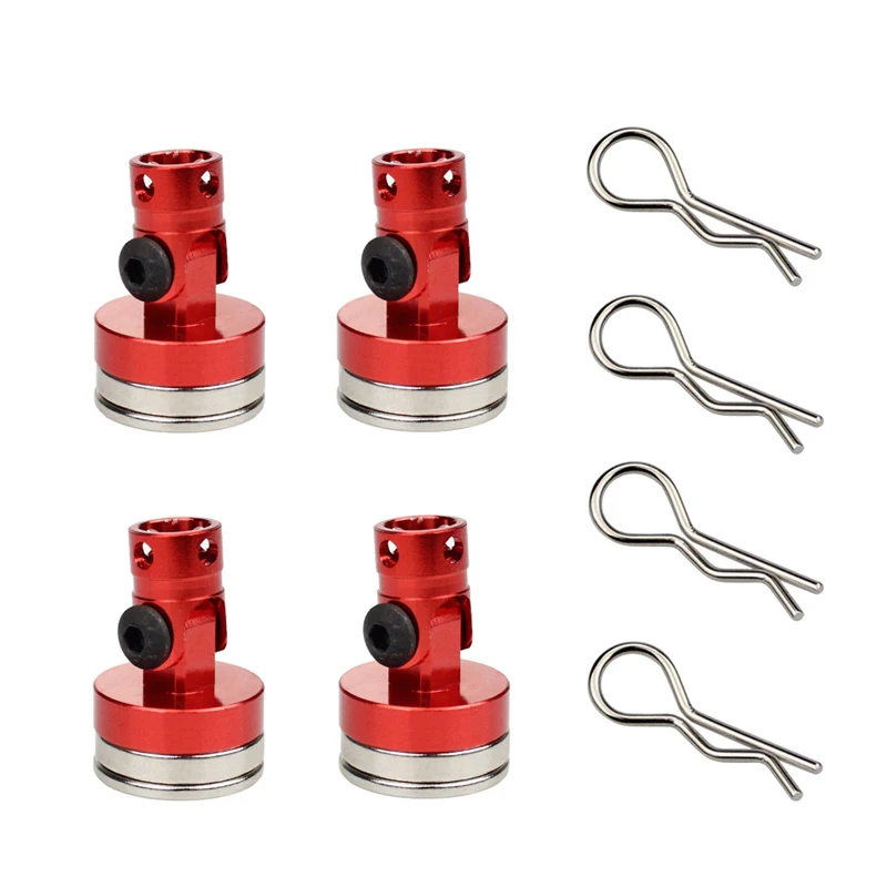 4pcs RC Car Body Posts Magnet Invisible Fixed Mount with Clip for 1/10 Axial SCX10 Traxxas TRX4 D90 D110 HSP Drift Sakura Redcat