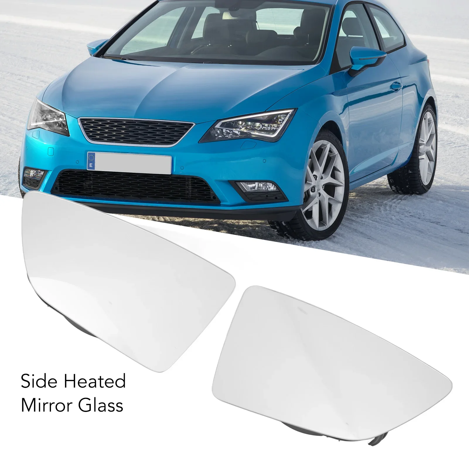 Pair Of Side Heated Mirror Glass Left Right 5F0857521 Replacement For Seat Leon Mk3 Pre‑facelift 2013 To 2016