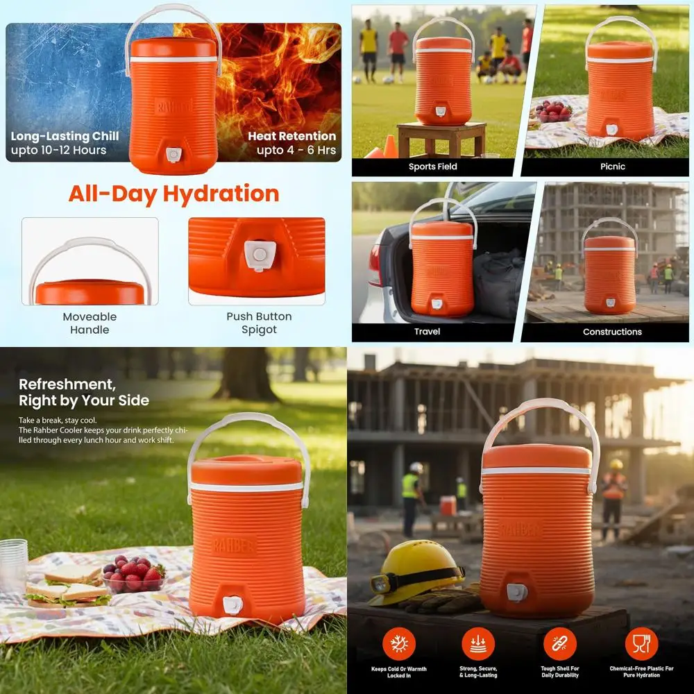 

2.1 Gallon Insulated Water Jug Dispenser with Flat Seat Lid Portable Camping Water Jug with Spout Small Water Cooler for Sports,