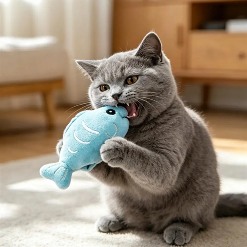 Soft Cat Chew Toy Soft Fabric Cat Toy Plush Fish Cat Toy with Catnip Soft Crinkle Chew for Indoor Cats Stuffed Hunting Teething