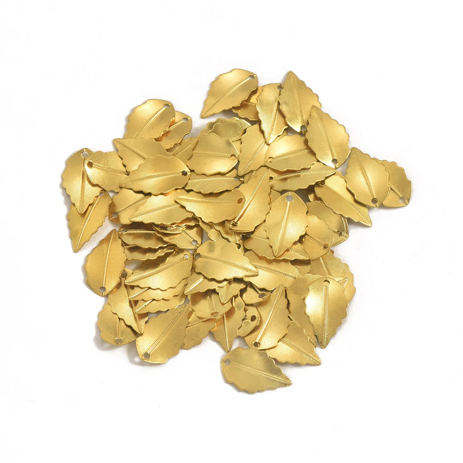200PCS DIY Plant Leaf Brass Charm Pendants 17x10.4mm Handicrafts Jewelry Making Accessories Earrings Decoration Supplies