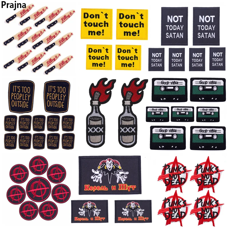 10 Teile/lose Jacke Jeans Gestickte Patches Auf Kleidung DIY Punk/Rock/Brief Patch Eisen Auf Patches Für Kleidung Flamme nähen Aufkleber