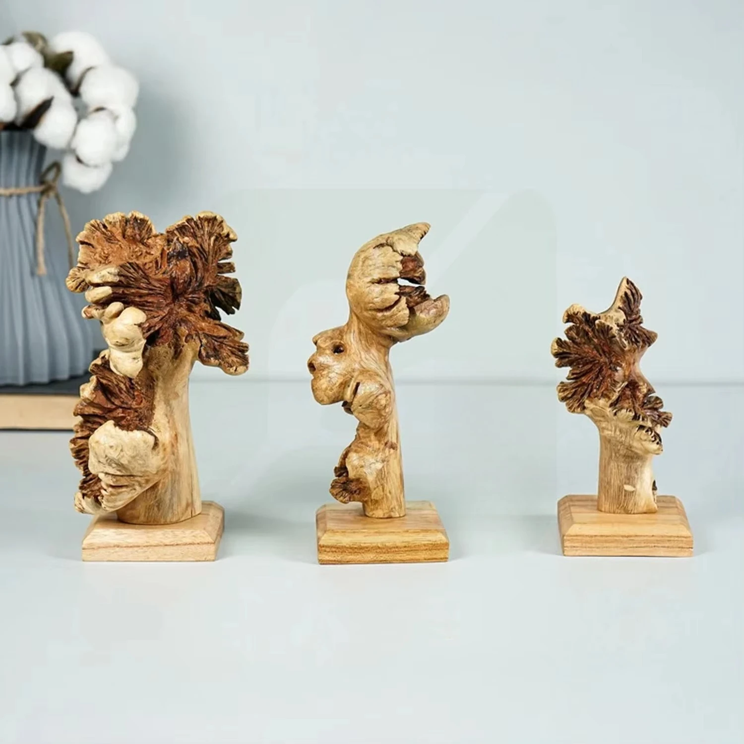 Handmade rustic wooden hummingbird couple sculpture eco-friendly wooden bird statue housewarming wedding wall sign wood crafts