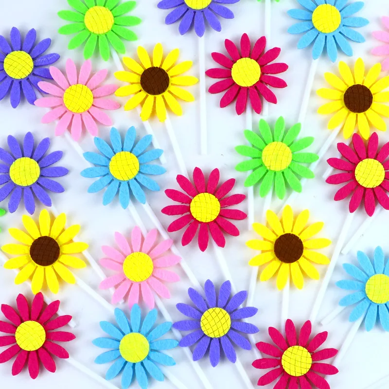 Adorno para tarta de girasol, bandera de feliz cumpleaños, boda, aniversario, fiesta para niños, pastel, decoración para hornear cupcakes DIY
