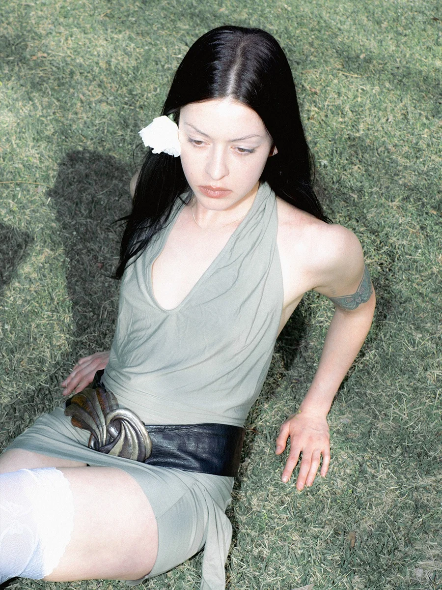 

TROPICEYE Оригинальный винтажный топ с одним открытым плечом, два варианта ношения, с длинным рукавом, V-образным вырезом, принтом, повседневный, из бамбукового волокна