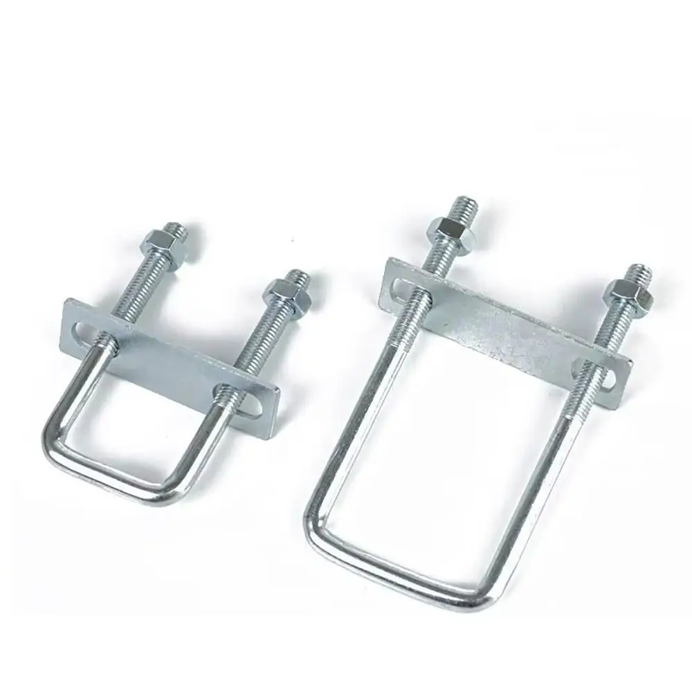 Abrazadera de tubo cuadrado M8 de acero al carbono Q235 galvanizado duradero con tornillos deflectores, abrazadera en U, perno cuadrado para tubo cuadrado, 1 Uds.