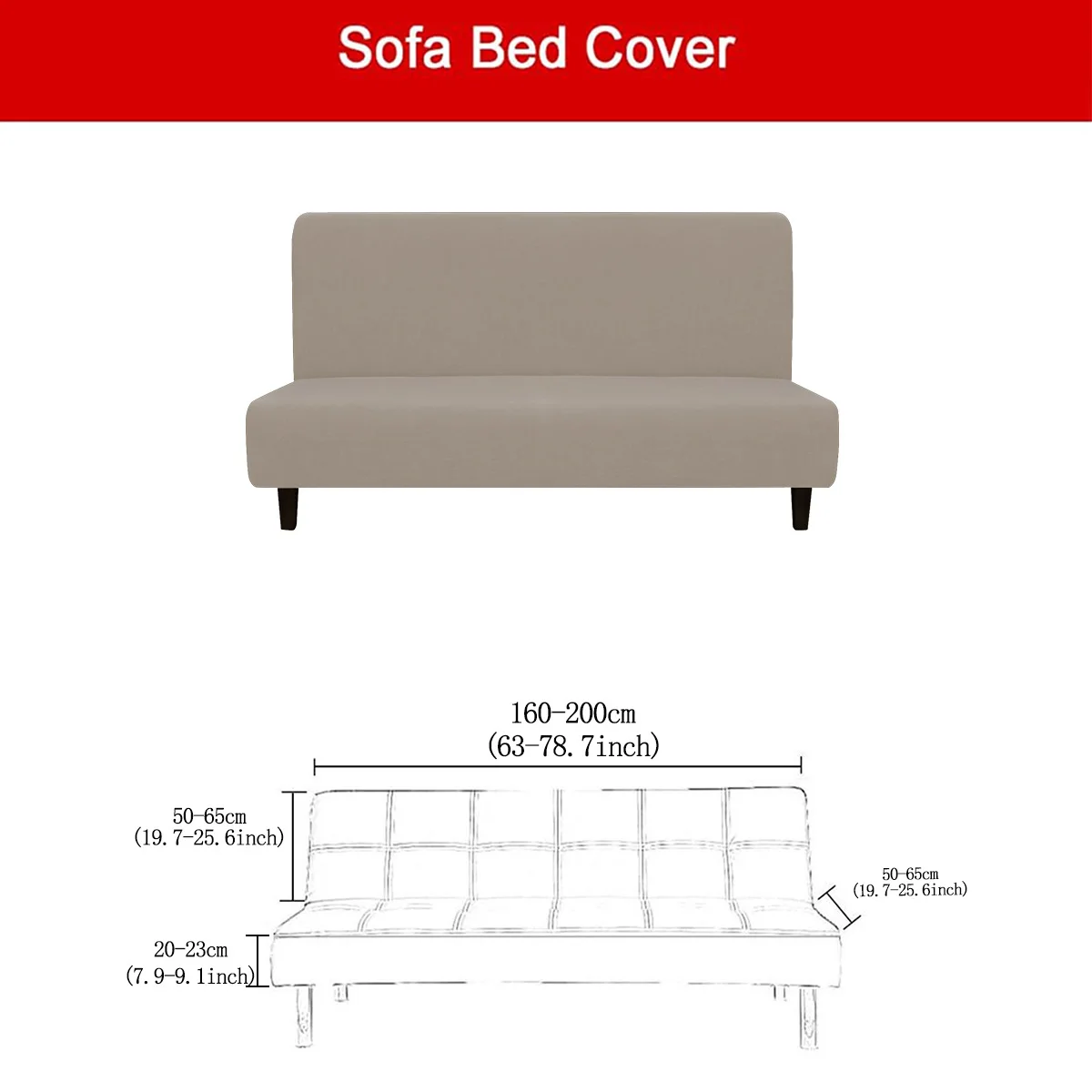 Solid Sofa Cushion Cover Elastic Waterproof Milk Silk Upholstery Cover for Armless Sofas and Foldable Sofa Beds (Universal Fit)