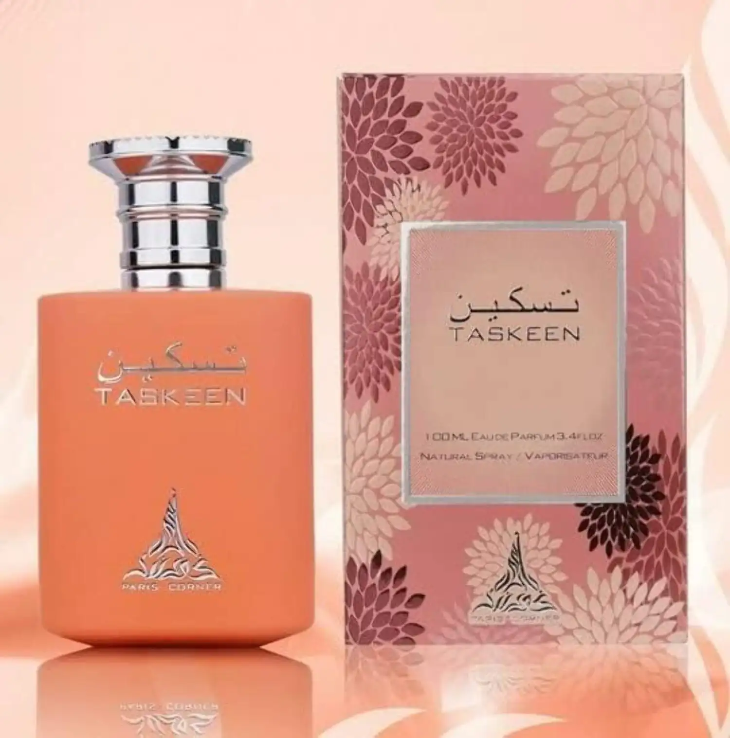 Paris Corner Taskeen Eau De Parfum 3.4oz / 100ml – Parfum Unisex Tahan Lama dengan Aroma Floral Amber Manis, Hadiah Mewah untuk Natal