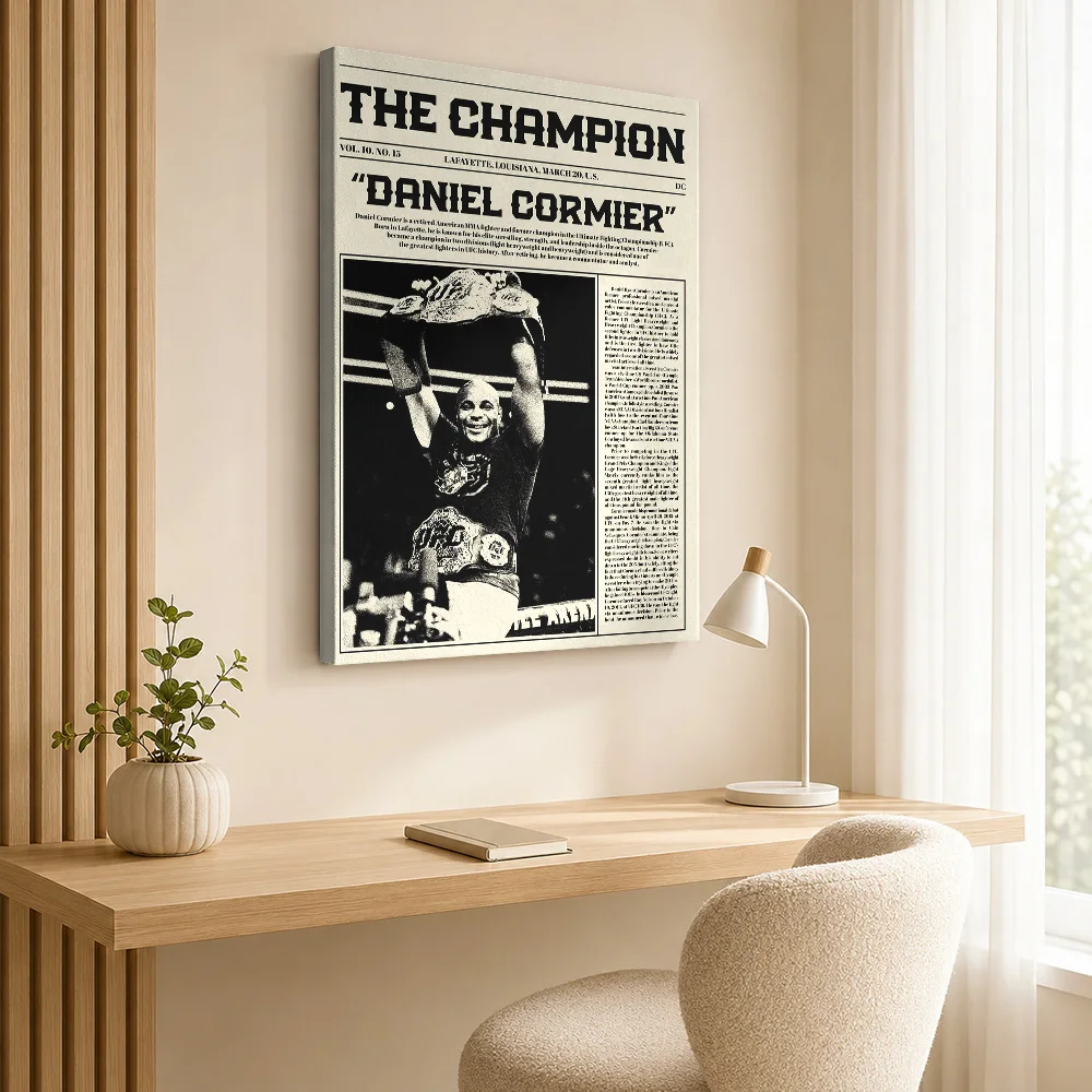 Daniel Cormier MMA Champion Framed Canvas Poster Custom Photo Sports Portrait Wall Art for Game Room Decor Gift for Collectors