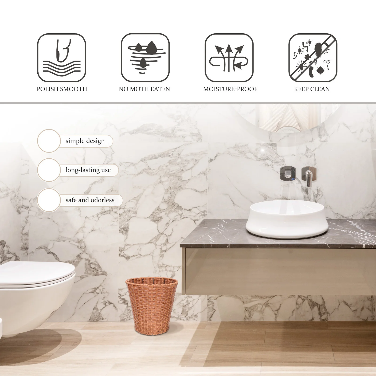 محاكاة الروطان سلة مغزولة للتخزين المنزلي ديكور المنزل متعددة الوظائف البلاستيك سلة المهملات الحديد أشتات غرفة المعيشة